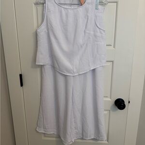 Women's White Wide Leg Jumpsuit